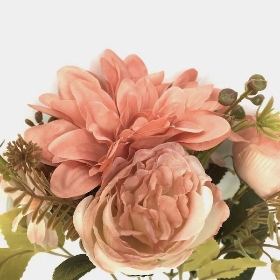 Coral Peony & Dahlia Bush 31cm