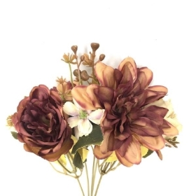 Beige Peony & Dahlia Bush 31cm