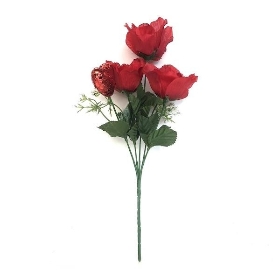 Red Rose & Heart Bush 34cm