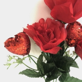 Red Rose & Heart Bush 34cm