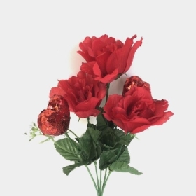 Red Rose & Heart Bush 34cm