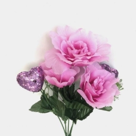 Lilac Rose & Heart Bush 34cm