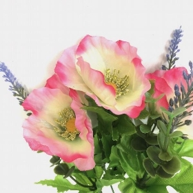 Pink Poppy & Lavender Bush 33cm