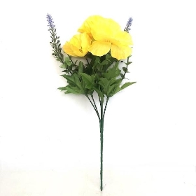 Yellow Poppy & Lavender Bush 33cm