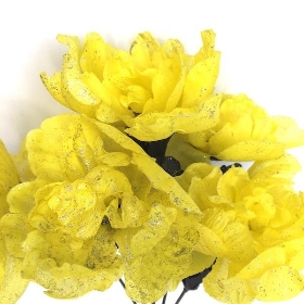 Yellow Glittered Rose Bush 35cm