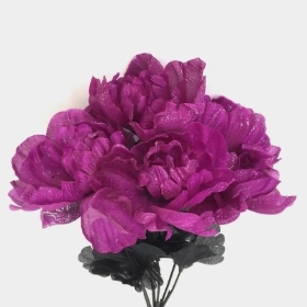 Purple Glittered Rose Bush 35cm