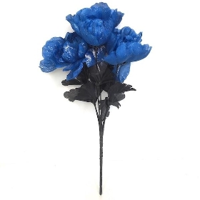 Blue Glittered Rose Bush 35cm