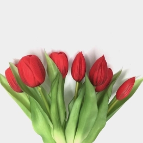 Red Real Touch Tulip Bundle 34cm