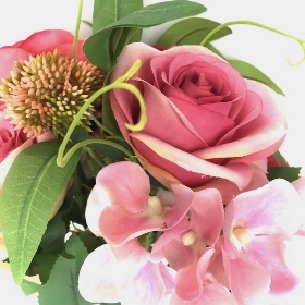 Pink Rose & Foliage Bundle 38cm