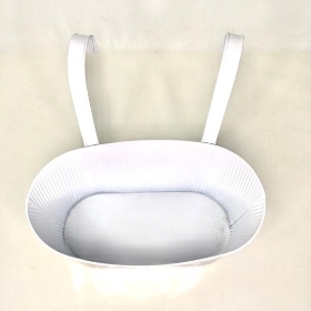 White Ribbed Oval Hanging Planter 30cm