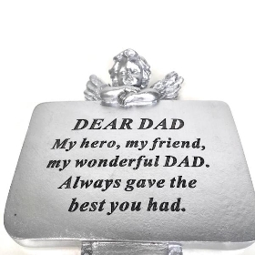 Dad Silver Cherub Stake 22cm