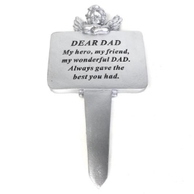 Dad Silver Cherub Stake 22cm