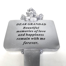 Grandad Silver Cherub Stake 22cm
