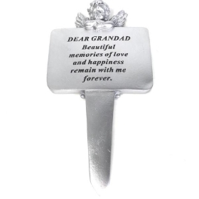 Grandad Silver Cherub Stake 22cm