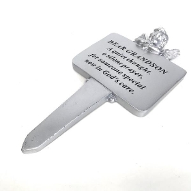 Grandson Silver Cherub Stake 22cm