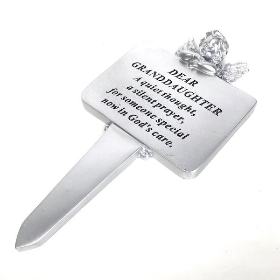Granddaughter Silver Cherub Stake 22cm