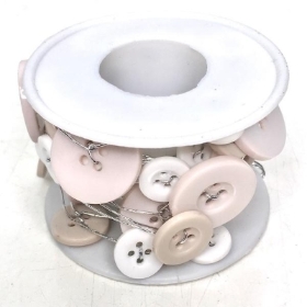 White Buttons on Wire 3m