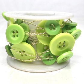 Green Buttons on Wire 3m