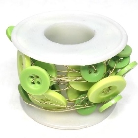 Green Buttons on Wire 3m
