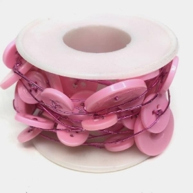 Pink Buttons on Wire 3m