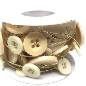 Ivory Buttons on Wire 3m