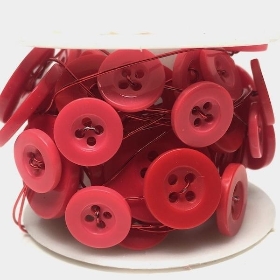 Red Buttons on Wire 3m