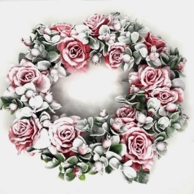 Snowy Rose Wreath 50cm