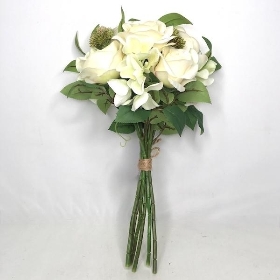 Ivory Rose & Foliage Bouquet 37cm