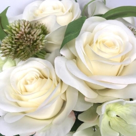 Ivory Rose & Foliage Bouquet 37cm