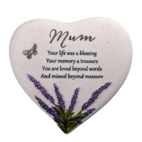 Mum Lavender Heart Stone 15cm