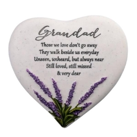 Grandad Lavender Heart Stone 15cm