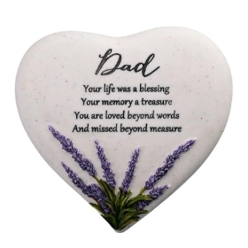 Dad Lavender Heart Stone 15cm