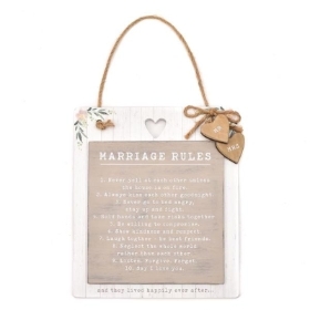Marriage Rules Wooden Plaque 34cm