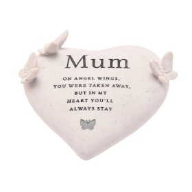 Mum Butterfly Heart Stone 15cm