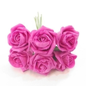 Fuchsia Foam Rose 6cm x 6