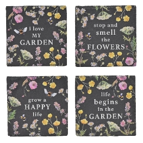 Flower Slate Coasters x 4 