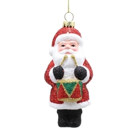 Sparkly Santa & Drum 11cm